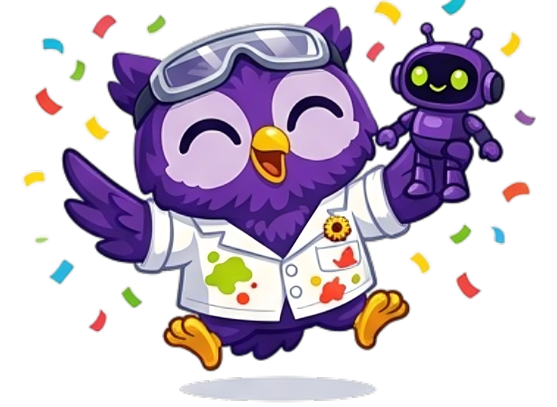 Zee the mascot of Whyzee Lab building STEAM toys Whyzee Lab mascot Zee building STEAM toys